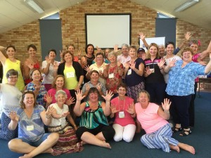 Vibrant, enthused participants after their laughter yoga session. Photo courtesy of Downs & West Community Support.