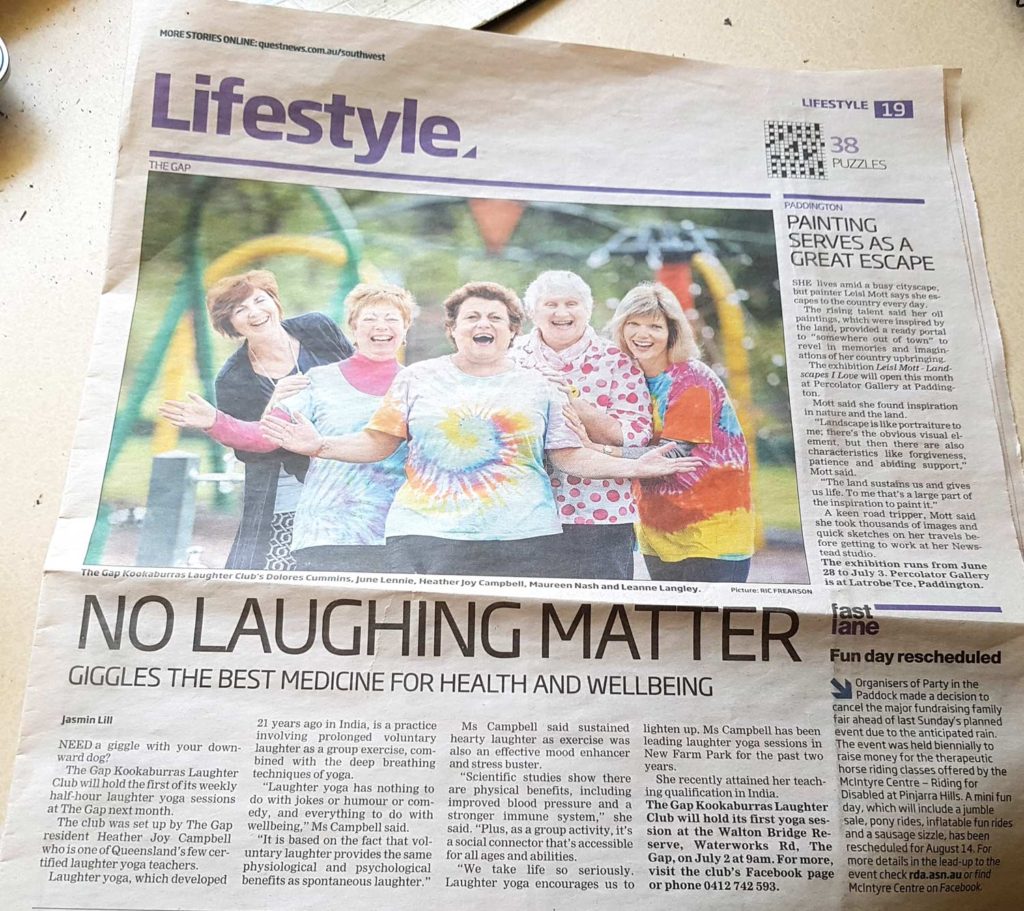The Westside News Lifestyle page with a photo of Heather Joy and four other women with the headline No Laughing Matter